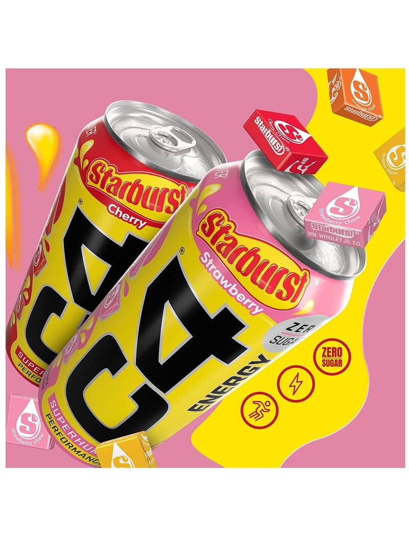 C4 - C4 Starburst Strawberry Energy Drink 473ml Pack of 12 - Image 1