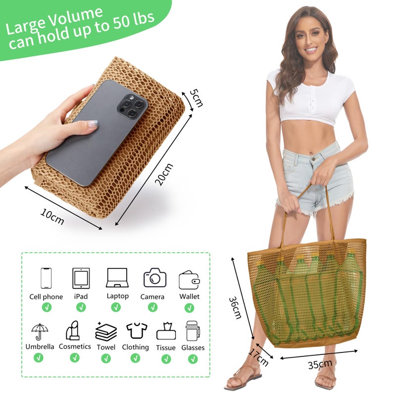 KALIDI Reusable Grocery bag, 2 Packs Large Tote Bag 15"X17" Durable Mesh Foldable Daily Utility Shopping Laundry BAG - Image 2
