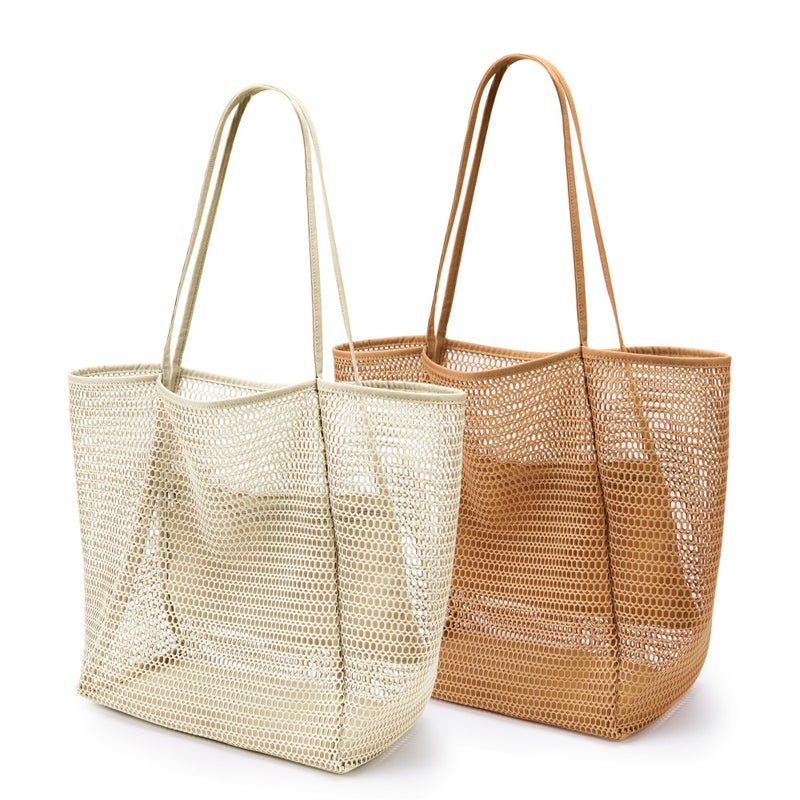 KALIDI Reusable Grocery bag, 2 Packs Large Tote Bag 15"X17" Durable Mesh Foldable Daily Utility Shopping Laundry BAG - Image 1