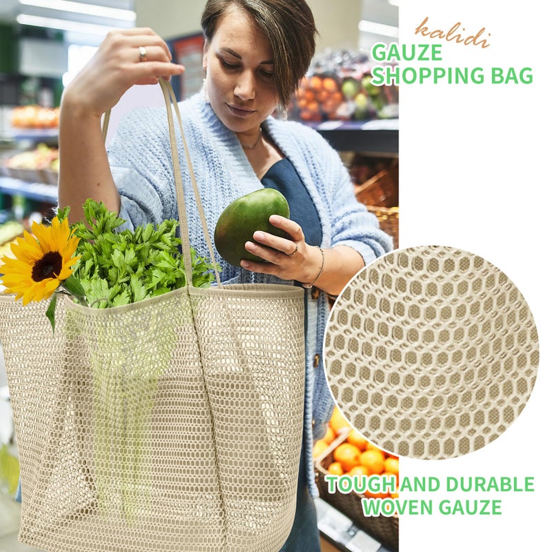 KALIDI Reusable Grocery bag, 2 Packs Large Tote Bag 15"X17" Durable Mesh Foldable Daily Utility Shopping Laundry BAG - Image 3