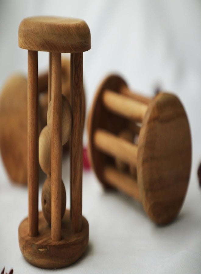 SOULILLY Neem Wood Tumbler Rattle Toy for Kids | Rounded Easy to Grip Design | Smooth Finish for Small Hands | for Age 3 Plus Months | Sensory Play Toy - Image 2