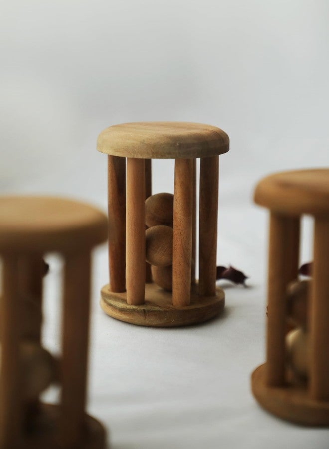 SOULILLY Neem Wood Tumbler Rattle Toy for Kids | Rounded Easy to Grip Design | Smooth Finish for Small Hands | for Age 3 Plus Months | Sensory Play Toy - Image 4