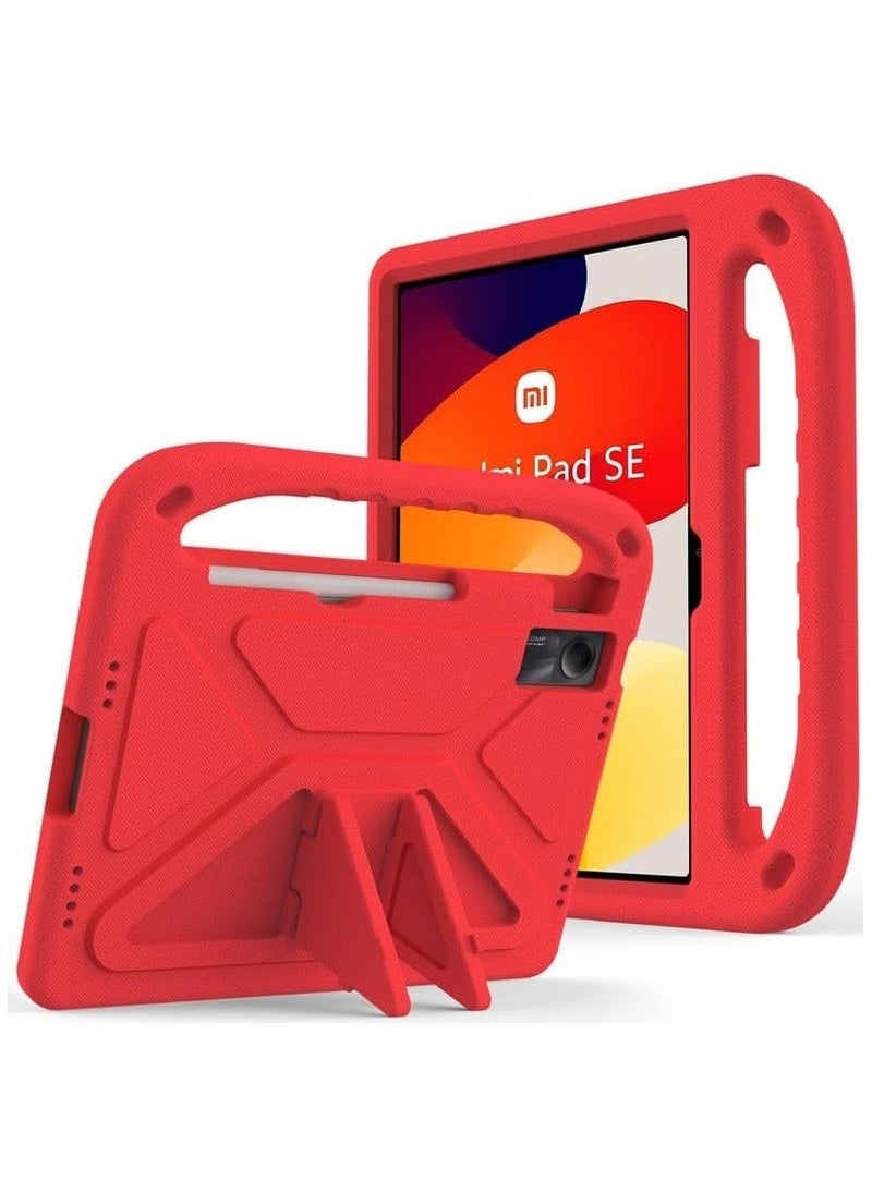 Kids Case For Xiaomi Redmi Pad SE 11-Inch (2023), EVA Foam Lightweight Shockproof Duarable, Tablet Cover with Handle Stand Case For Children Firendly, Red - Image 1