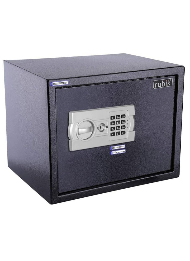 Rubik Large A4 Documents Size Safe Box for Home Office with Key and Pin Code Keypad for Cash Documents Jewelry Passports (30x38x30cm) Black  - Image 1