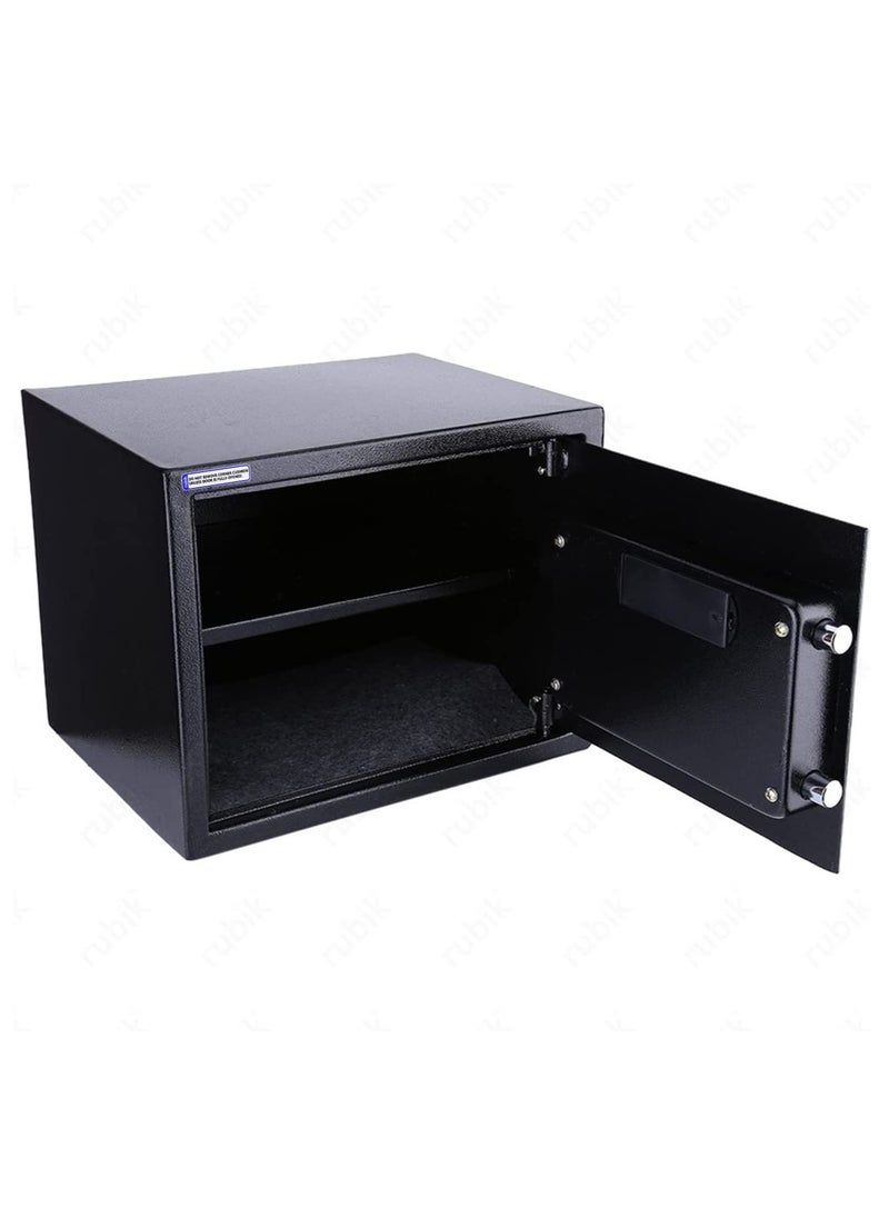 Rubik Large A4 Documents Size Safe Box for Home Office with Key and Pin Code Keypad for Cash Documents Jewelry Passports (30x38x30cm) Black  - Image 2
