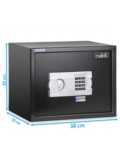 Rubik Large A4 Documents Size Safe Box for Home Office with Key and Pin Code Keypad for Cash Documents Jewelry Passports (30x38x30cm) Black  - Image 4