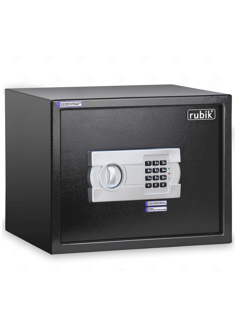 Rubik Large A4 Documents Size Safe Box for Home Office with Key and Pin Code Keypad for Cash Documents Jewelry Passports (30x38x30cm) Black  - Image 5