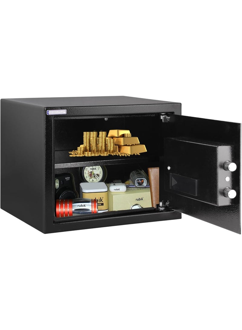 روبيك خزنة كبيرة الحجم (30×38×30 سم) لحفظ المستندات بحجم A4، مناسبة للمنزل والمكتب، مزودة بمفتاح ولوحة مفاتيح برقم سري لحفظ النقود والمستندات والمجوهرات وجوازات السفر، لون أسود - Image 5