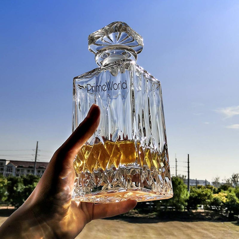 PrimeWorld European Opera Crystal Clear 1 Pcs Glass Decanter Set - Perfect for Whiskey, Scotch, Wine, Vodka, Tequila, Rum etc - Image 1