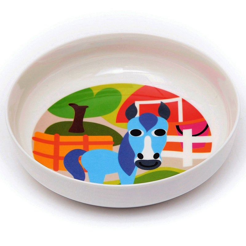 French Bull 4pc Toddler Kids Feeding Melamine Tableware Flatware BPA Free Dishwasher Safe, Durable Plate, Cup, bowl, Divided Tray Dinnerware Set, Farm, 4pc bowl set (74292) - Image 2