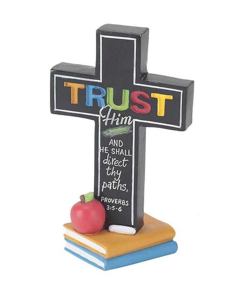 Dicksons Trust Him Teacher Serves Others 5 Inch Resin Double Sided Tabletop Cross - Image 1