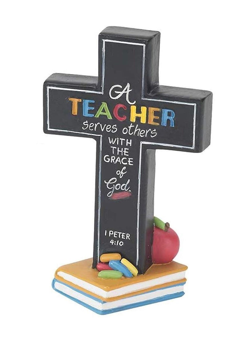 Dicksons Trust Him Teacher Serves Others 5 Inch Resin Double Sided Tabletop Cross - Image 2