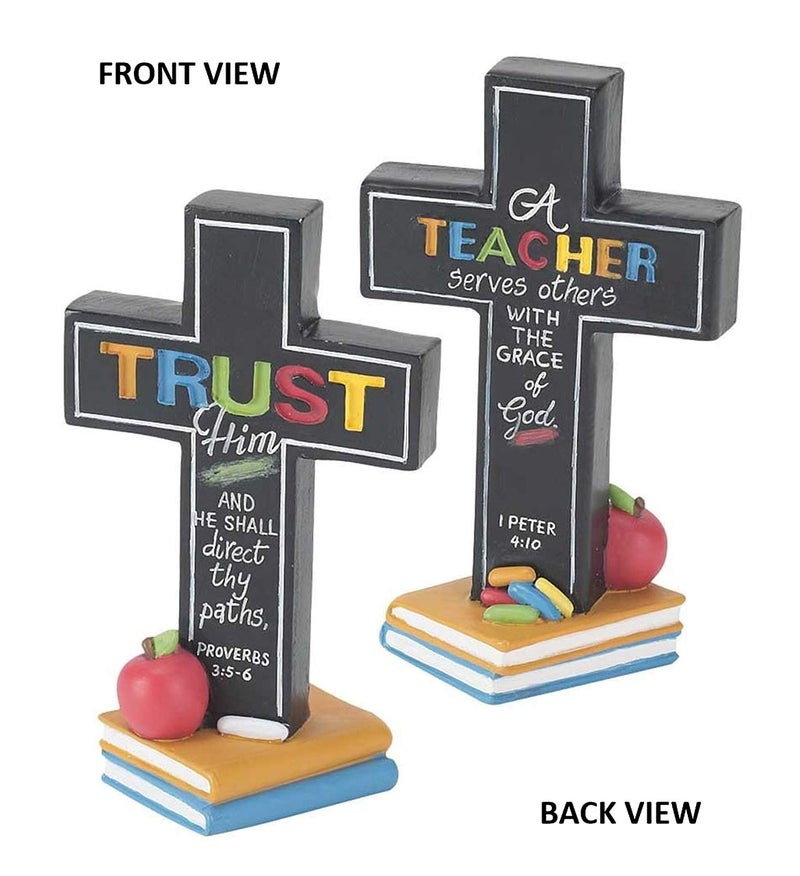 Dicksons Trust Him Teacher Serves Others 5 Inch Resin Double Sided Tabletop Cross - Image 3
