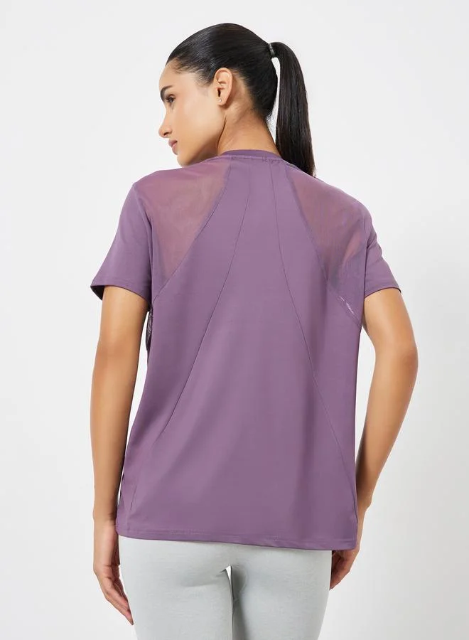 Styli Active  Back Mesh And Seam Detail Top for Women | Best Price UAE