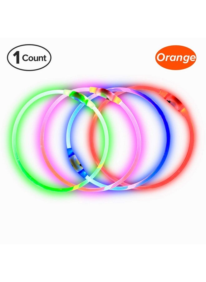 BSEEN LED Dog Collar, USB Rechargeable, Glowing pet Dog Collar for Night Safety, Fashion Light up Collar for Small Medium Large Dogs（Orange） - Image 1