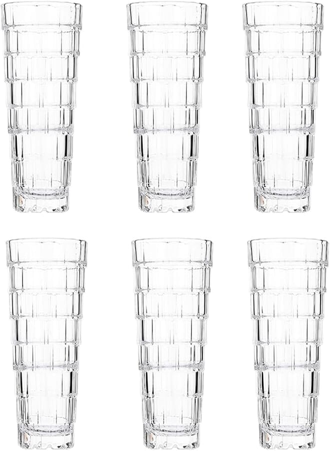 جامبو طقم أكواب كريستالية عالية من آر سي آر، 6 قطع، سعة 390 مل - شفاف