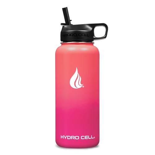HYDRO CELL Stainless Steel Insulated Water Bottle with Straw - For Cold & Hot Drinks - Metal Vacuum Flask with Screw Cap and Modern Leakproof Sport Thermos for Adults (Coral/Punch 32oz) - Image 2