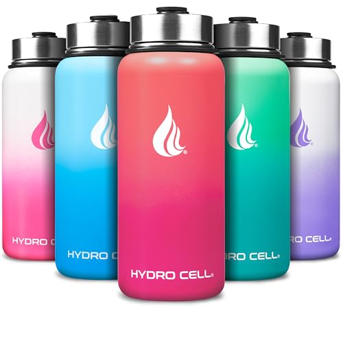 HYDRO CELL Stainless Steel Insulated Water Bottle with Straw - For Cold & Hot Drinks - Metal Vacuum Flask with Screw Cap and Modern Leakproof Sport Thermos for Adults (Coral/Punch 32oz) - Image 1
