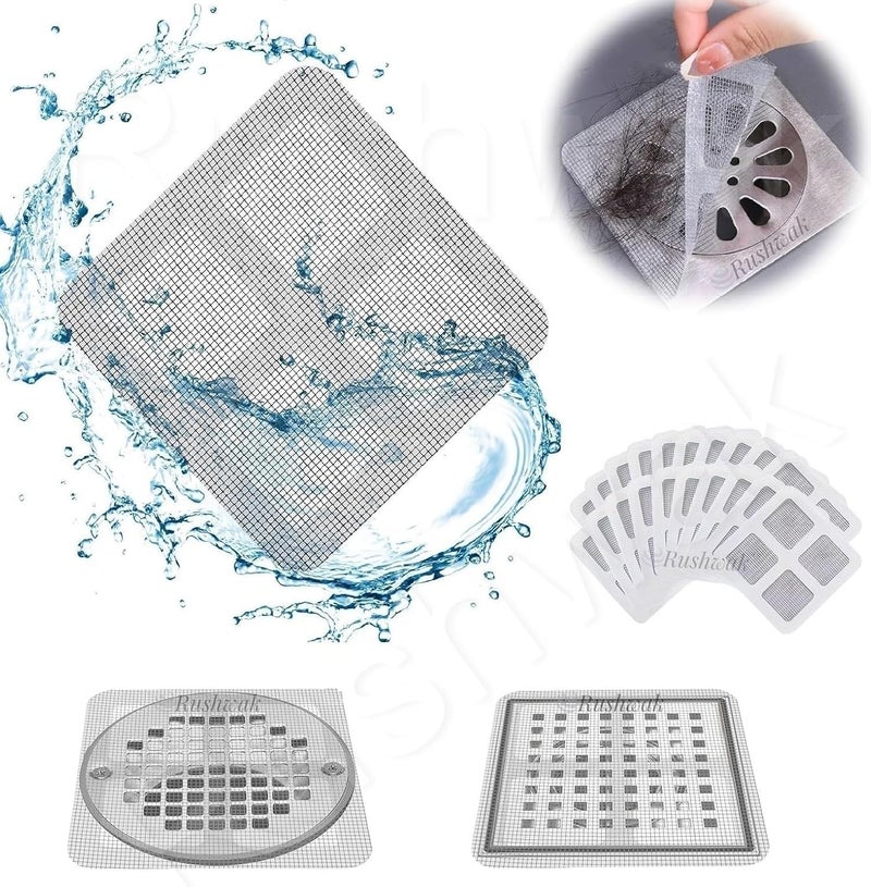Botash Large Upgraded Drain Cover Hair Catcher Disposable Waterproof Drain Guard Mesh Stickers Drainage Jali Shower Drain Cover for Bathroom Floor Sink Bathtub(10Pcs) - Image 3
