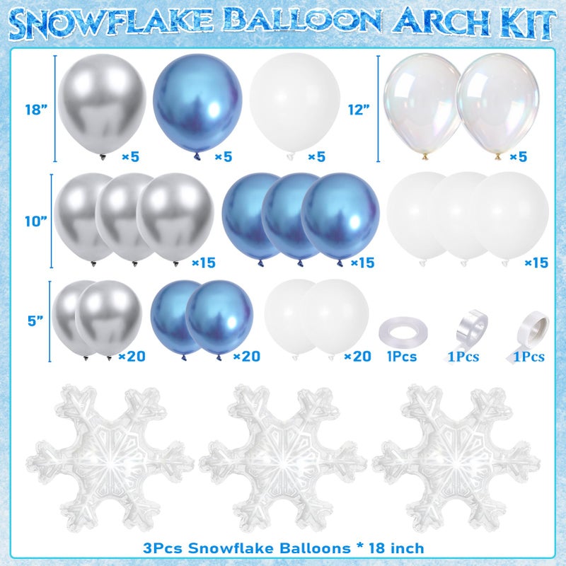 Winrayk Snowflake Balloon Garland Arch Kit Winter Wonderland Decorations Blue White Silver Balloons Clear Snowflake Balloon Princess Girls Baby Shower Snow Winter Wonderland Birthday Party Decorations - Image 2