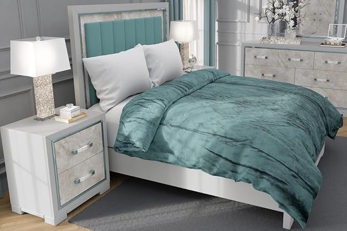 MORADO MORADO 190 GSM Flannel Super Soft Warm Double Bed Quilt CoverDuvet CoverRajai CoverBlanket Cover for Winters with Zipper 90x100 InchesSea Green
