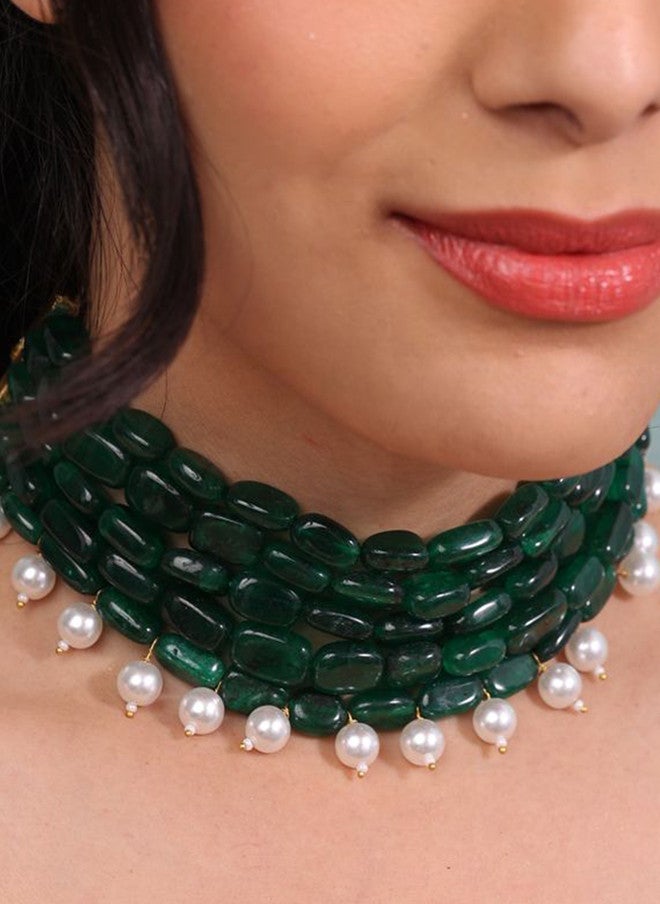 Binnis Wardrobe Pearls Beaded Layered Statement Choker Necklace - Image 2