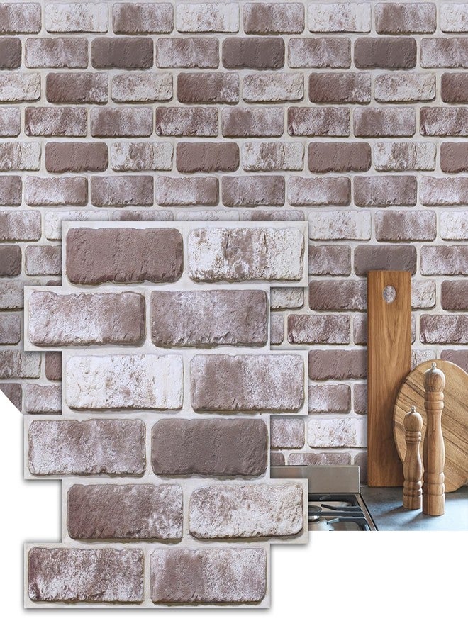 Commomy 10 Pcs 3D Faux Brick Wall Panels -11.8"X11.8" Small Size UltraLight PVC Peel and Stick Brick Farmhouse DIY Self-Adhesive Wall Tile Faux Brick Paneling for Living Room,Bedroom,Kitchen,Fireplace - Image 1
