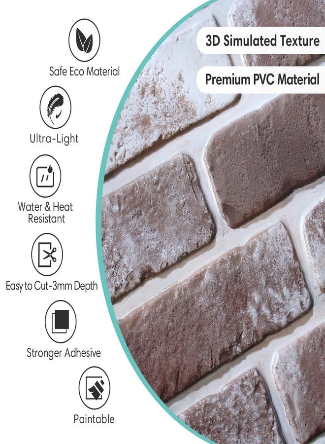 Commomy 10 Pcs 3D Faux Brick Wall Panels -11.8"X11.8" Small Size UltraLight PVC Peel and Stick Brick Farmhouse DIY Self-Adhesive Wall Tile Faux Brick Paneling for Living Room,Bedroom,Kitchen,Fireplace - Image 3