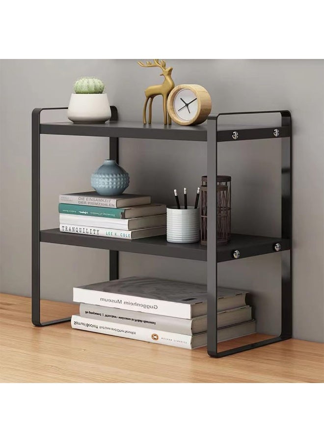 Y&D Wooden Bookcase Storage Rack Desktop Supplies Simple Decoration Aesthetics Bookshelf Suitable for Home Office Study Living Bedroom, Black - Image 1