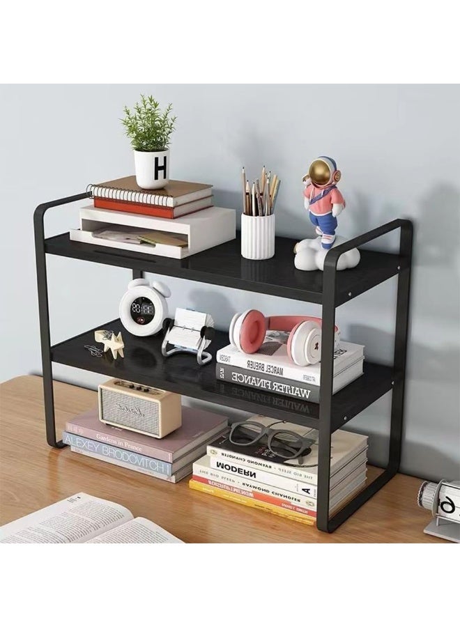 Y&D Wooden Bookcase Storage Rack Desktop Supplies Simple Decoration Aesthetics Bookshelf Suitable for Home Office Study Living Bedroom, Black - Image 3