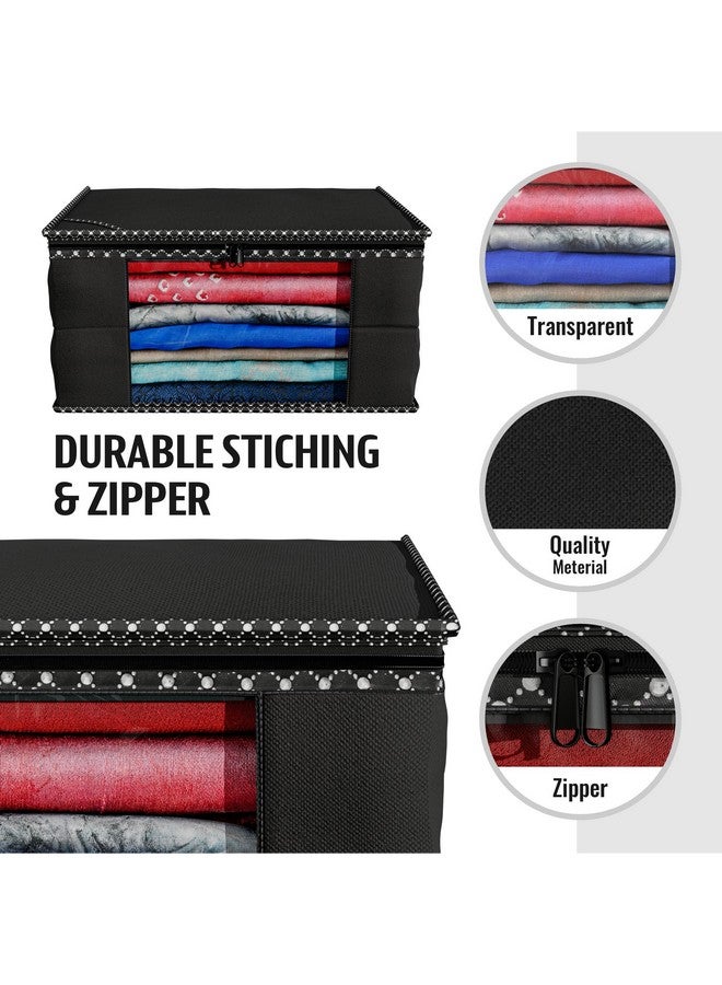 Kuber Industries Saree Cover | Clothes Storage Bag | Wardrobe Organizer Bag | Zip Closure Saree Cover | Transparent Window Saree Cover | HathKadi Piping Saree Cover | Pack of 12 | Extra Large | Black - Image 4