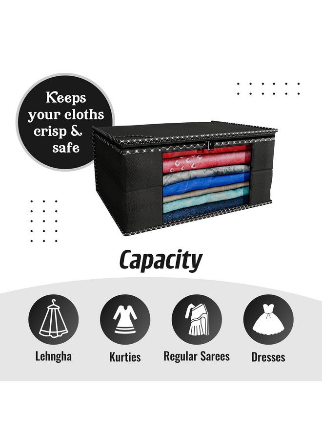 Kuber Industries Saree Cover | Clothes Storage Bag | Wardrobe Organizer Bag | Zip Closure Saree Cover | Transparent Window Saree Cover | HathKadi Piping Saree Cover | Pack of 12 | Extra Large | Black - Image 5