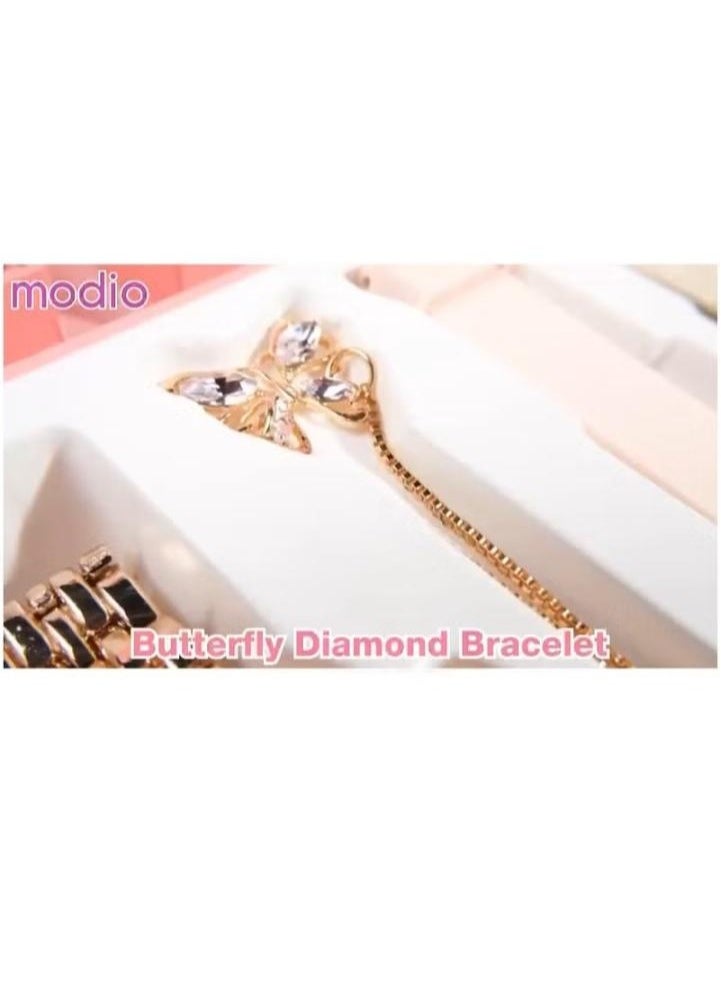 modio Modio  Smart Watch Rose-1 Ladies Smart Watch With 3 Pair Straps Beautiful Bracelete and Wireless Charger(GOLD)  - Image 2