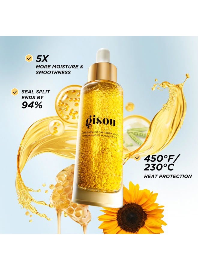 Gisou Honey Infused Hair Repair Serum – Strengthens & Seals Split Ends with Mirsalehi Honey & Plant-Based Keratin, Heat & UV Protection, 1 Fl Oz - Image 2