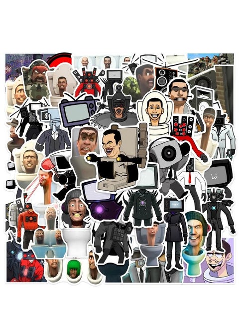 50PCS Skibidi Toilet Stickers, Toilet Man vs Monitor Man Stickers, Waterproof Stickers for Laptop,Skateboard, Water Bottles,Computer,Phone,Guitar, Stickers for Kids Teens Adult