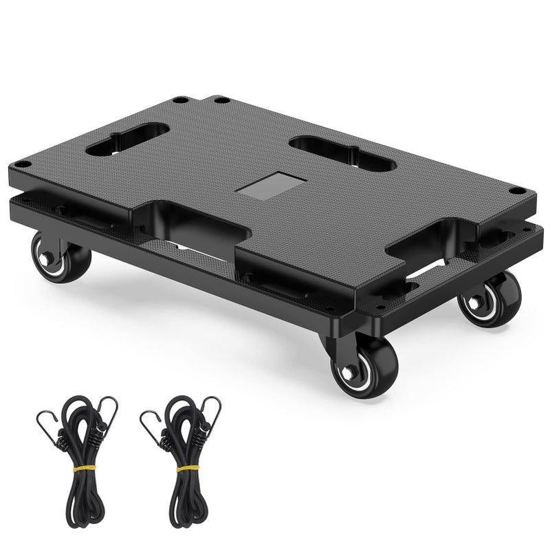SOLEJAZZ Furniture Mover Dolly 4 Wheels Heavy Duty Small Furniture Moving Dollies Rollers with 4 Wheels 440 Lbs Capacity Rolling Platform Interlocking Design Flat Dolly with Wheels Black 1 Pack