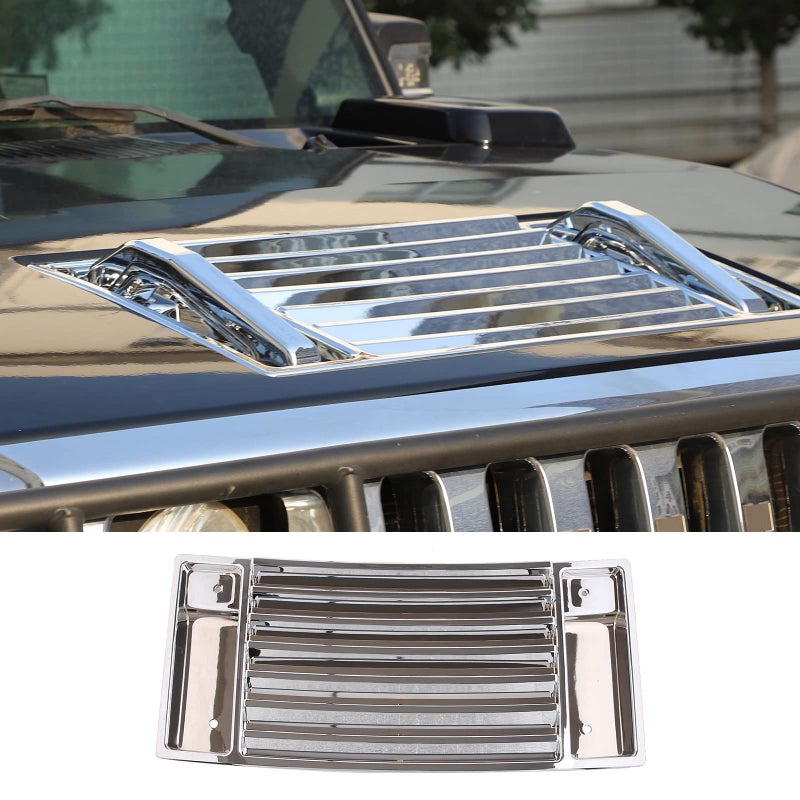Generic PIUGILH Front Hood Deck Vent Panel Grille Hood Trim Cover Fit for Hummer H2 2003-2009 Accessories, Hood Top Trim Cover (Bright)  - Image 1