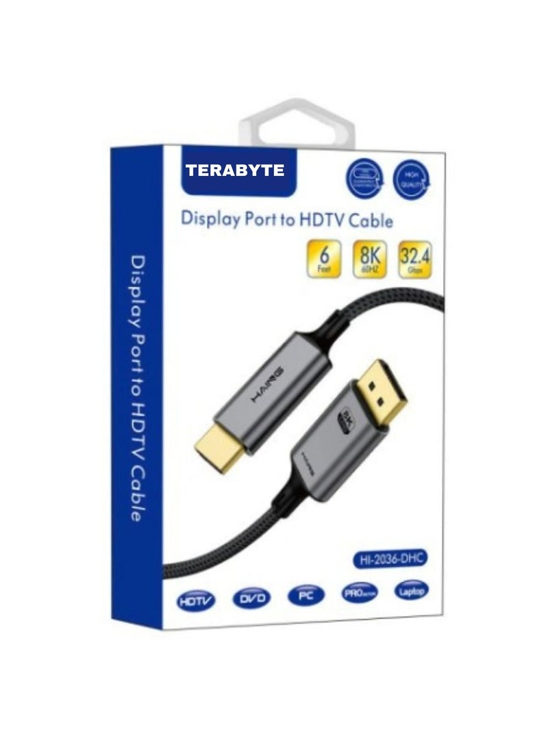 Terabyte Display Port to HDTV Cable 8K 1.8M - Image 1