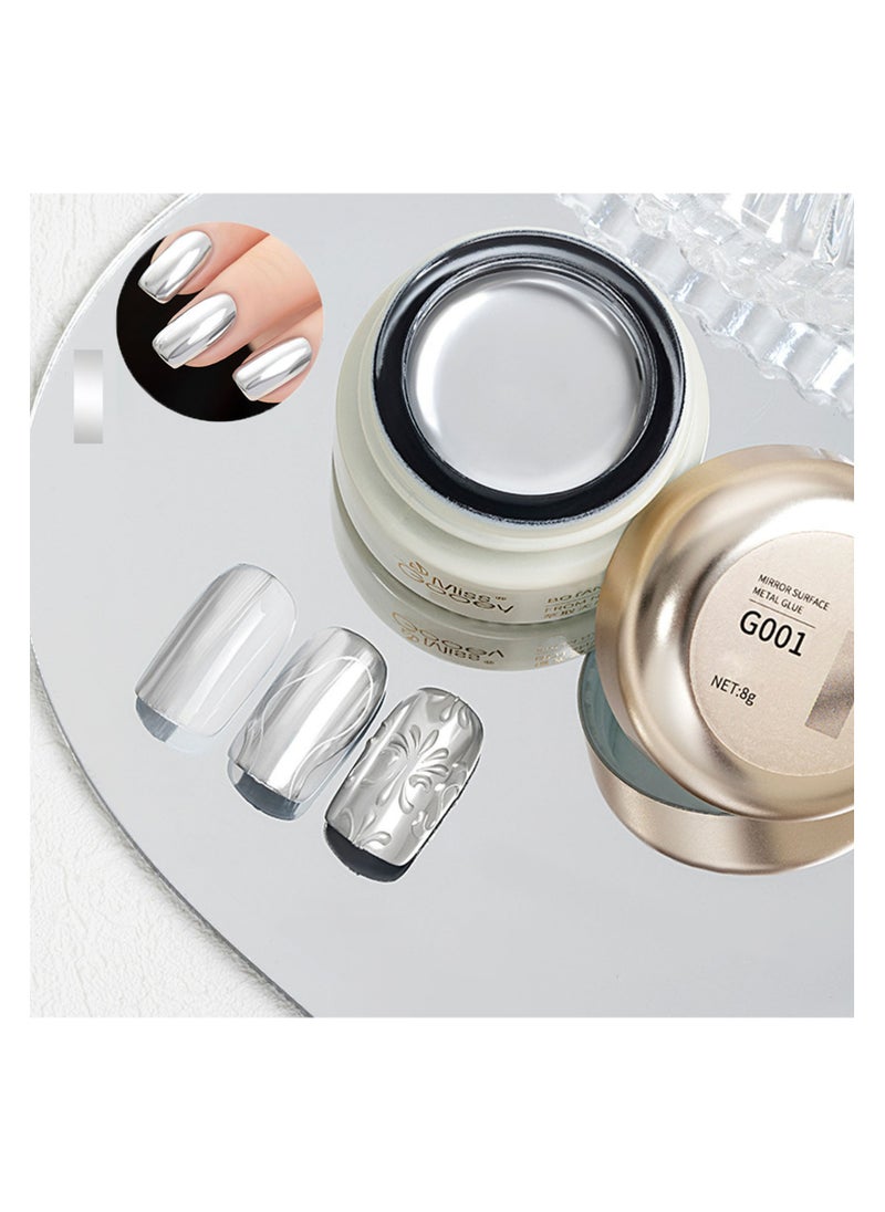 Miss Gooey - Nail Polish Color Cream Solid Gel Silver Nail Polish Mirror Metallic Ultra Bright Nude Quick Drying 60 Seconds Salon Quality Bright Soak Requires UV Lamp Home DIY Manicure Painted 8g - Image 1