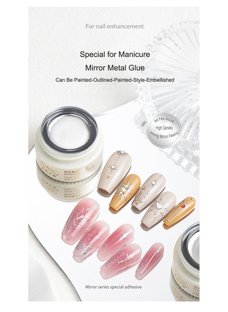 Miss Gooey - Nail Polish Color Cream Solid Gel Silver Nail Polish Mirror Metallic Ultra Bright Nude Quick Drying 60 Seconds Salon Quality Bright Soak Requires UV Lamp Home DIY Manicure Painted 8g - Image 1