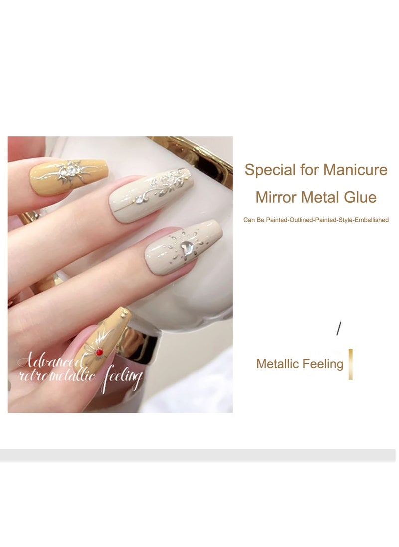 Miss Gooey - Nail Polish Color Cream Solid Gel Silver Nail Polish Mirror Metallic Ultra Bright Nude Quick Drying 60 Seconds Salon Quality Bright Soak Requires UV Lamp Home DIY Manicure Painted 8g - Image 1