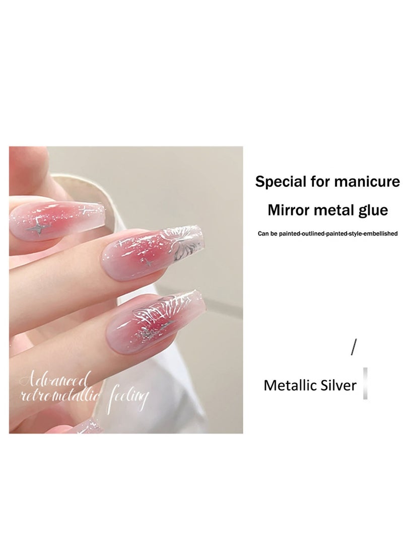 Miss Gooey - Nail Polish Color Cream Solid Gel Silver Nail Polish Mirror Metallic Ultra Bright Nude Quick Drying 60 Seconds Salon Quality Bright Soak Requires UV Lamp Home DIY Manicure Painted 8g - Image 1