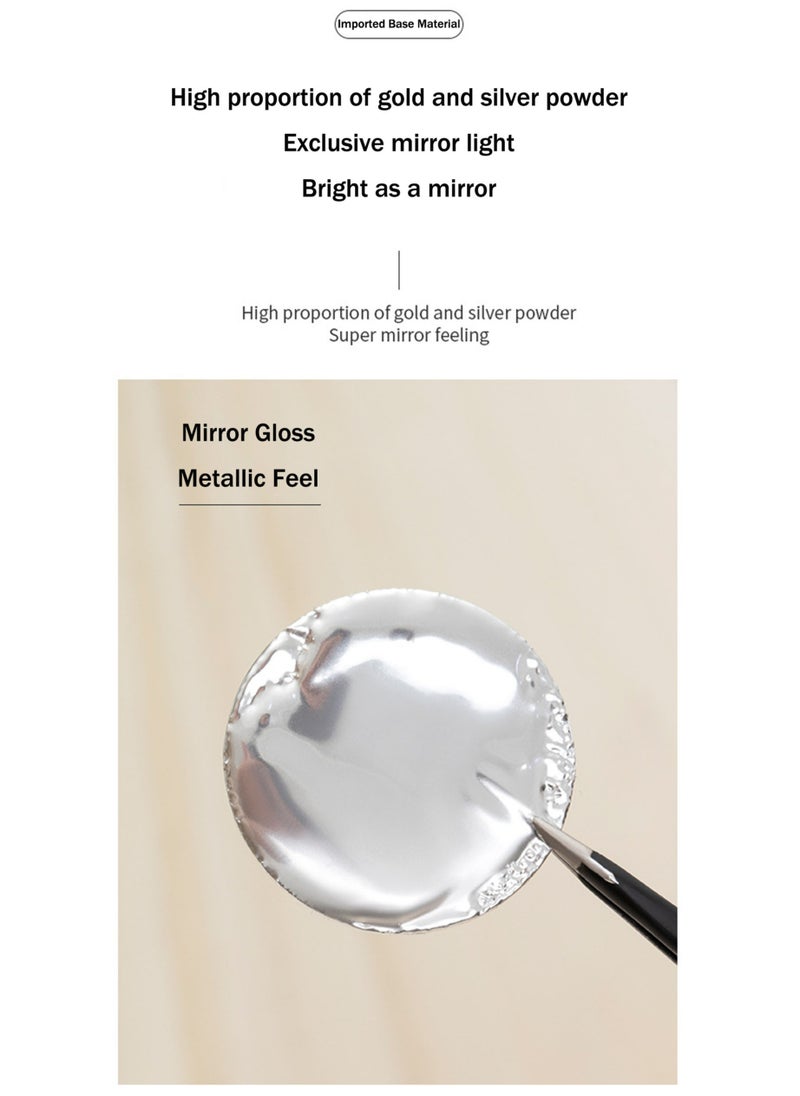 Miss Gooey - Nail Polish Color Cream Solid Gel Silver Nail Polish Mirror Metallic Ultra Bright Nude Quick Drying 60 Seconds Salon Quality Bright Soak Requires UV Lamp Home DIY Manicure Painted 8g - Image 1