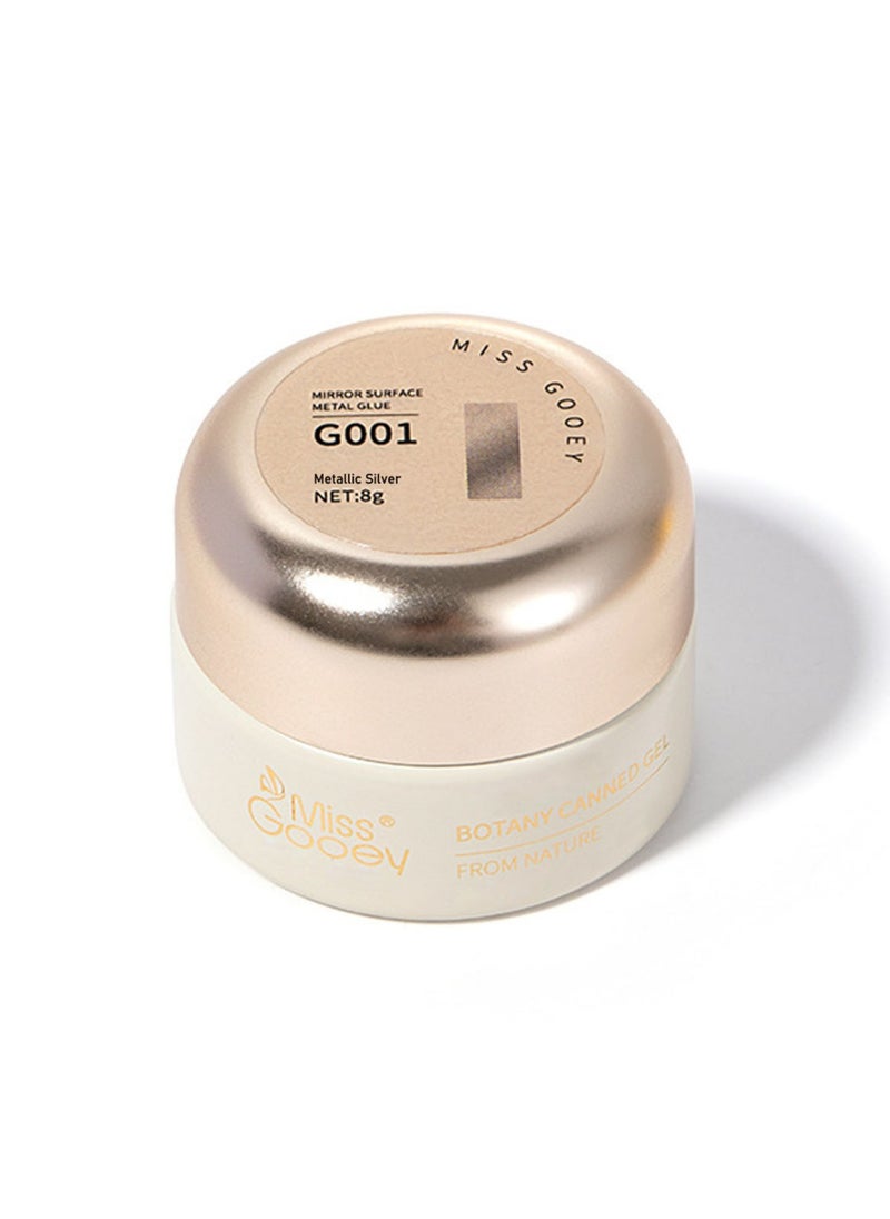 Miss Gooey - Nail Polish Color Cream Solid Gel Silver Nail Polish Mirror Metallic Ultra Bright Nude Quick Drying 60 Seconds Salon Quality Bright Soak Requires UV Lamp Home DIY Manicure Painted 8g - Image 1