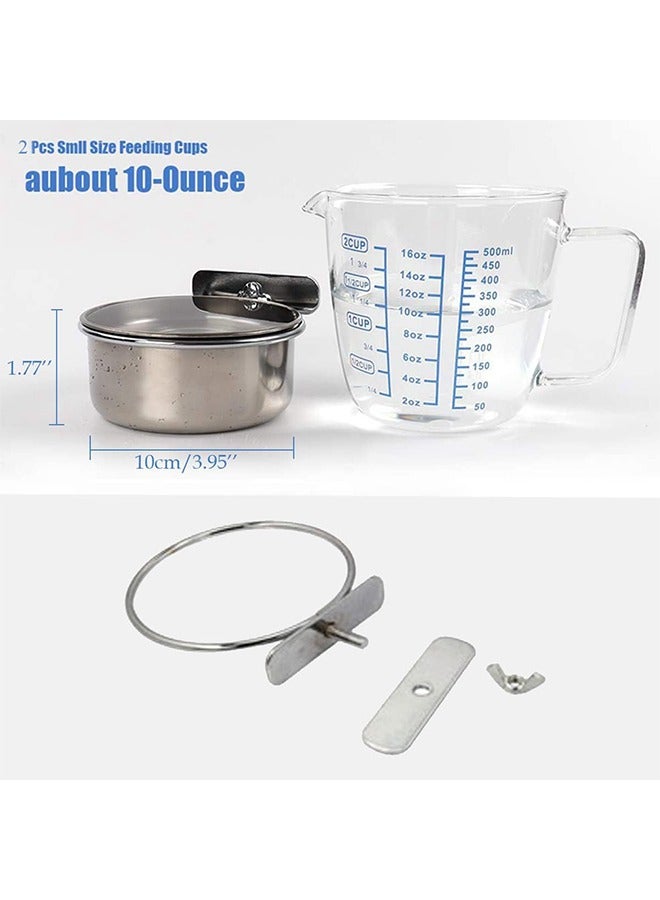 اتش واي كأس طبق تغذية الطيور ، الفولاذ المقاوم للصدأ الببغاء الغذاء السلطانية تغذية أكواب حظيرة حامل المشبك ، الفولاذ المقاوم للصدأ تغذية أكواب التغذية للكلب الطيور الببغاء القط الأرنب (2 قطعة) - Image 5