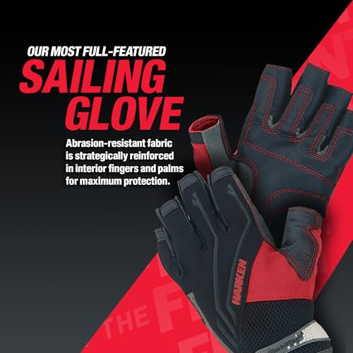 HARKEN Premium Sailing Protective Gloves Men's Full Finger Reflex, Black, Medium, Model 2084M - Image 2