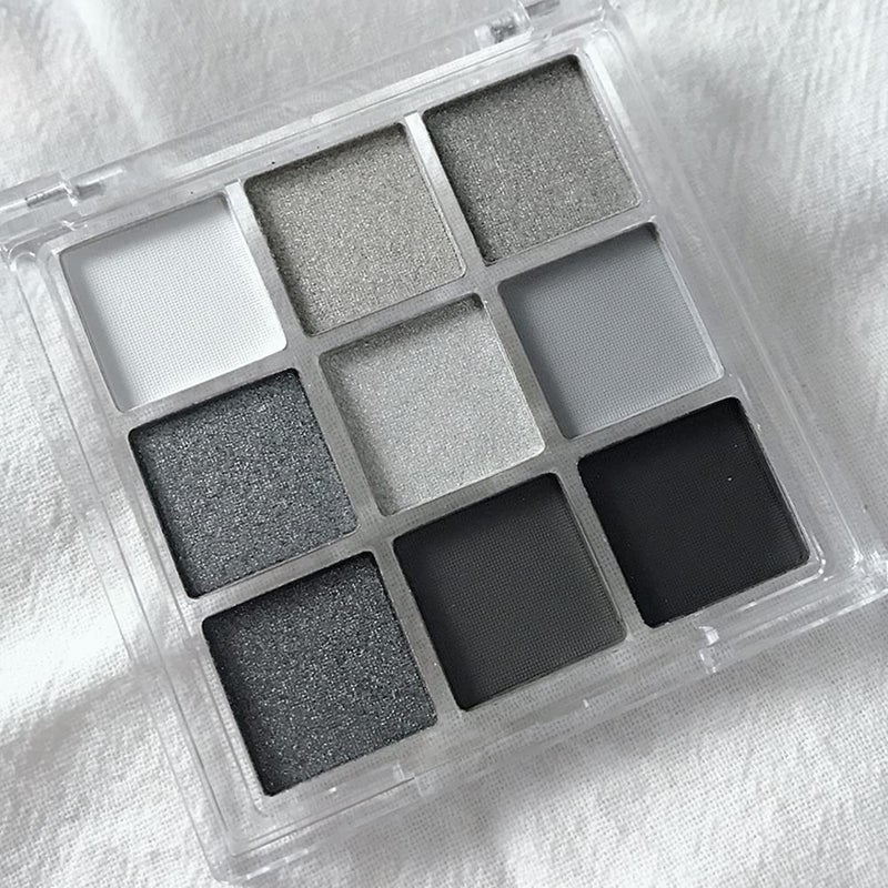 Yeweian Black Smokey Eyeshadow Palette, 9 Colors Black Silver Gray White Goth Eyeshadow Makeup Palette, Waterproof Cool Toned Matte Glitter Eyeshadow Palette Sombras De Ojos Profesional - Image 1