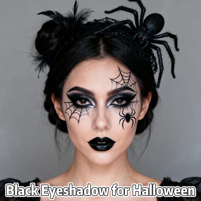 Yeweian Black Smokey Eyeshadow Palette, 9 Colors Black Silver Gray White Goth Eyeshadow Makeup Palette, Waterproof Cool Toned Matte Glitter Eyeshadow Palette Sombras De Ojos Profesional - Image 2