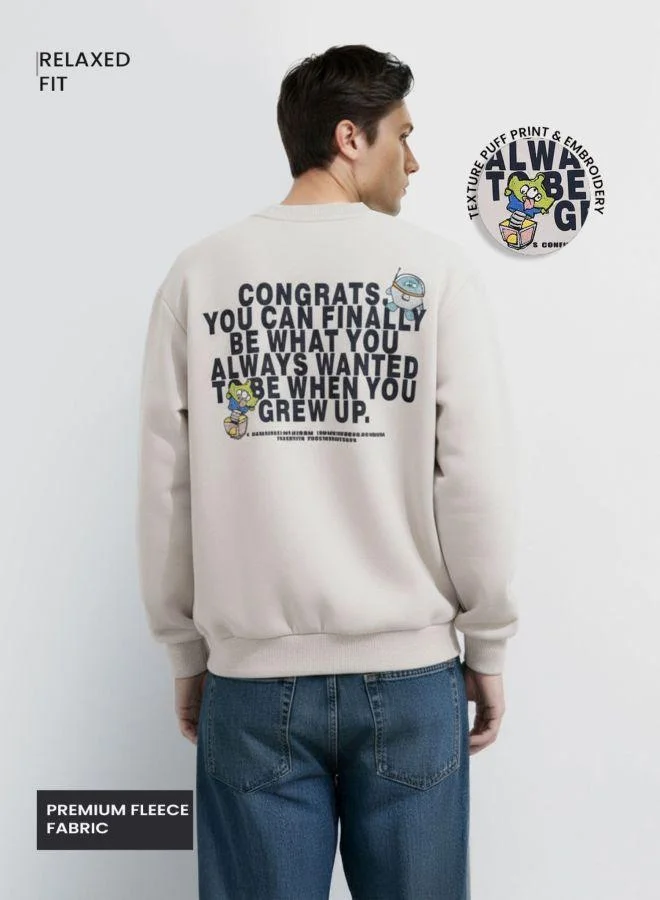 شركة المرآب الهندية Men Relaxed Fit Graphic Printed Crew Neck Full Sleeves Sweatshirt