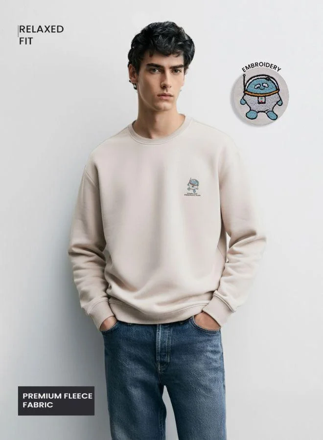 The Indian Garage Co Men Relaxed Fit Graphic Printed Crew Neck Full Sleeves Sweatshirt